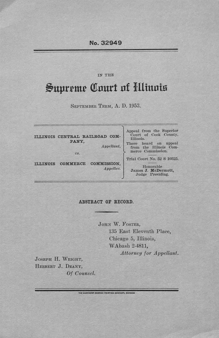 Illinois Central Railroad Company v. Illinois Commerce Commission Abstract of Record preview