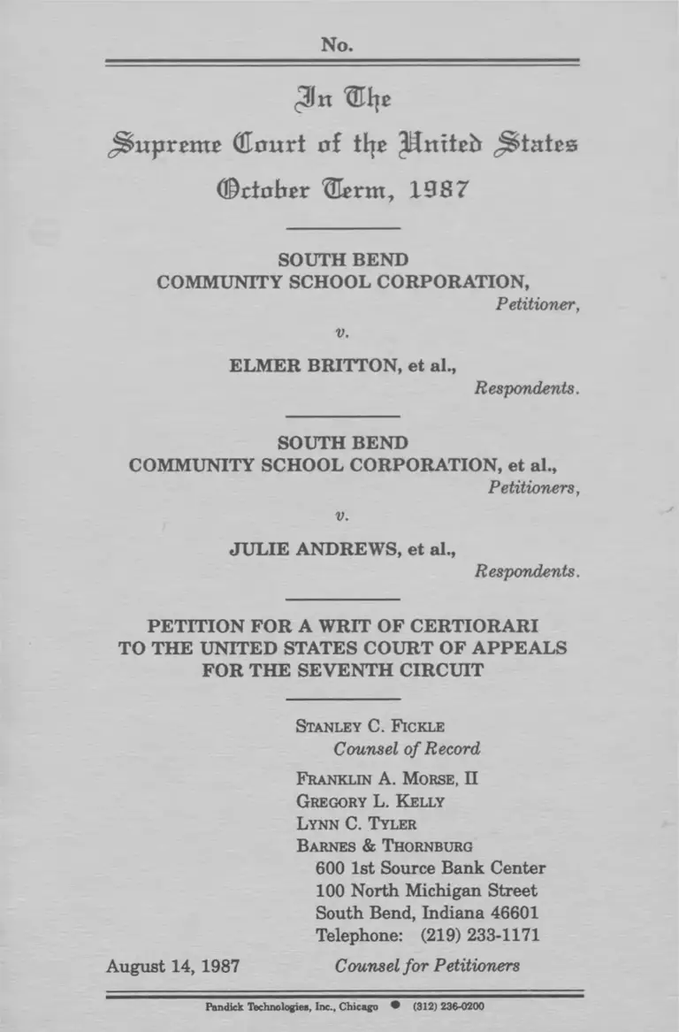 South Bend Community School Corp v Andrews Appendix to Petition for Writ of Certiorari preview
