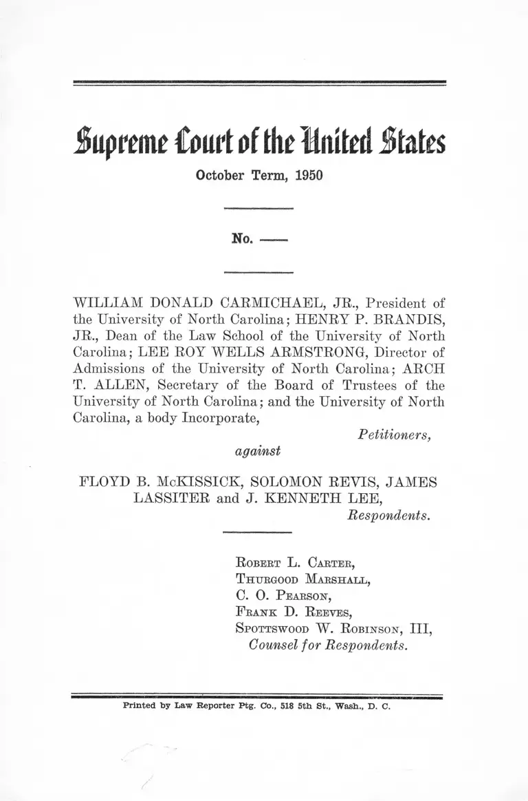 Carmichael v. McKissick Opposition to Petition for Writ of Certiorari preview