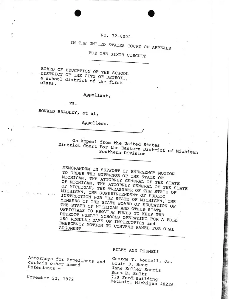 Memorandum in Support of Emergency Motion preview