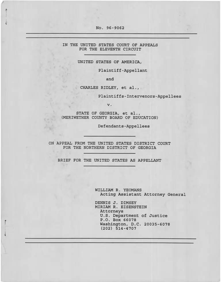 United States of America v State of Georgia Brief for Appellant preview