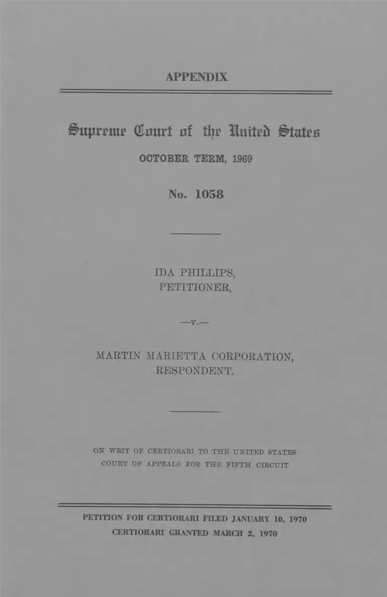 Phillips v. Martin Marietta Corporation Appendix preview