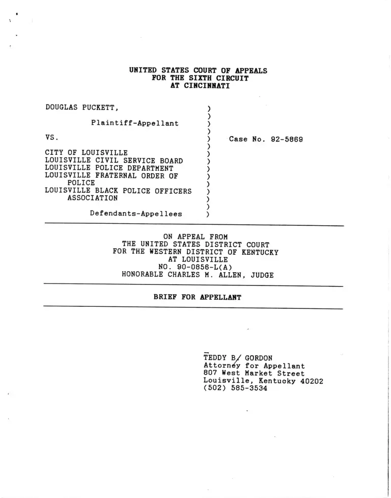 Puckett v. City of Louisville Brief for Appellant preview