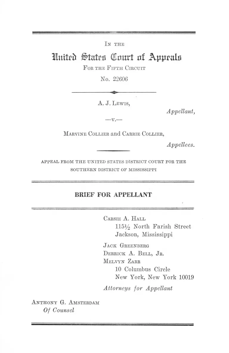 Lewis v. Collier Brief for Appellant preview