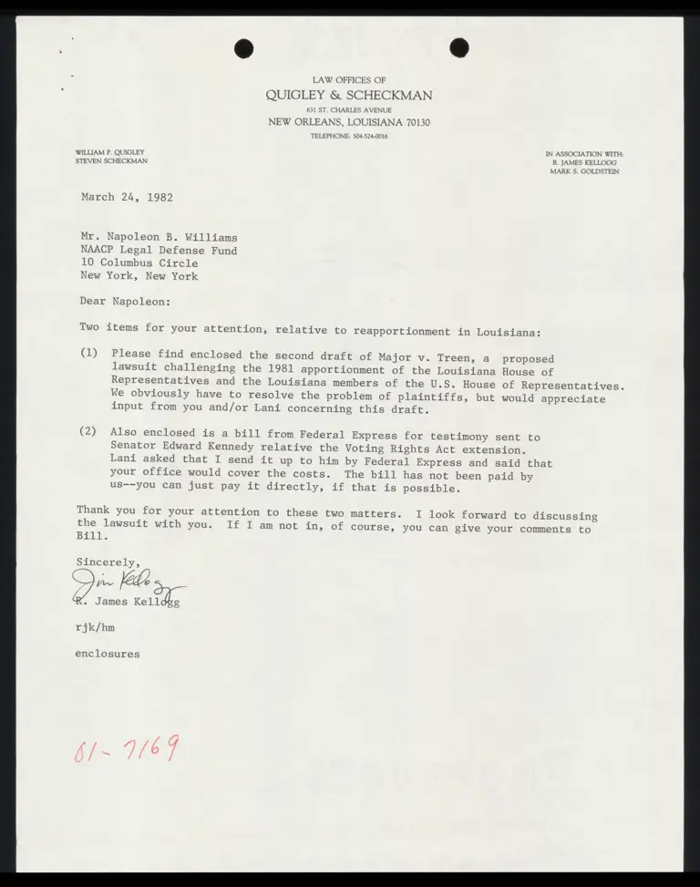 Second Draft of Complaint in Major v Treen from Jim Kellogg preview