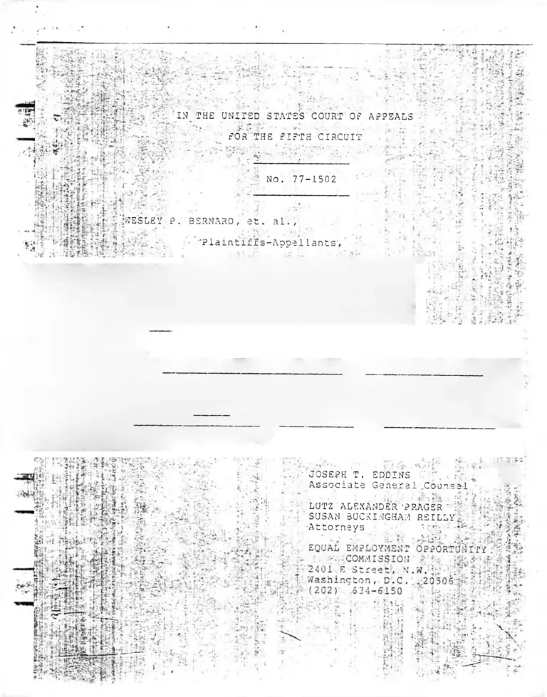 Bernard v. Gulf Oil Company Brief of the Equal Opportunity Commission, Amicus Curiae, on Rehearing En Banc preview