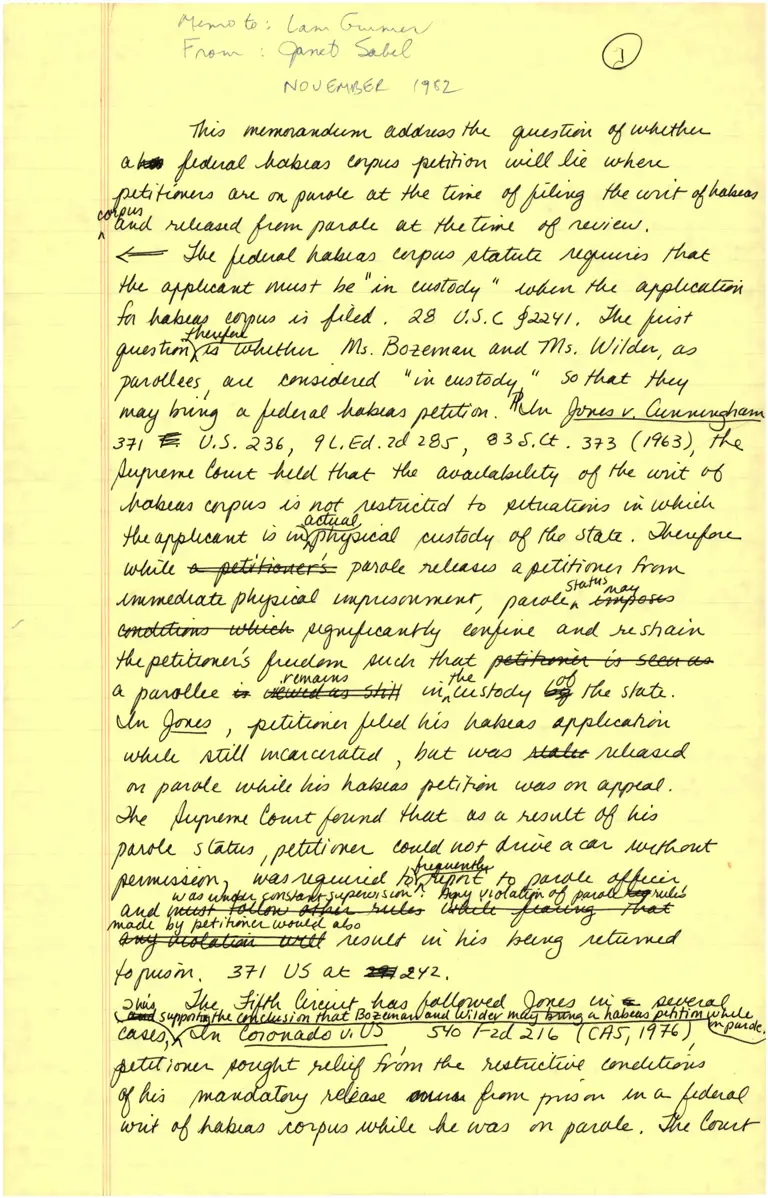 Memo from Sabel to Guinier preview