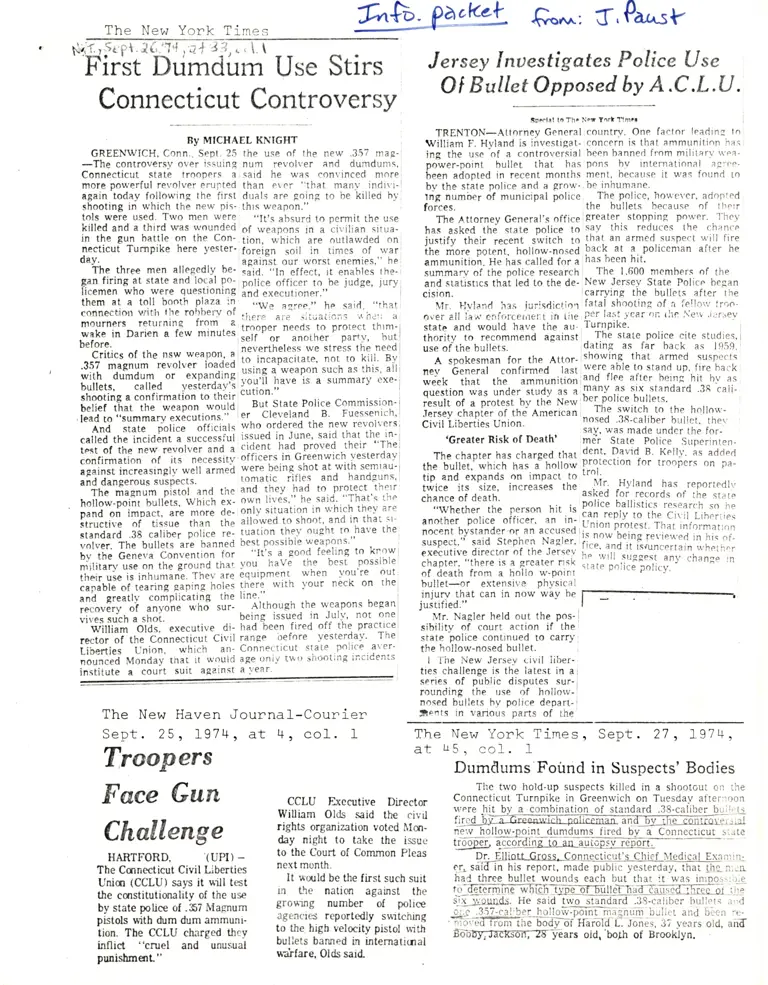 Correspondence and Media Clippings RE: Use of Dum Dum Bullets preview
