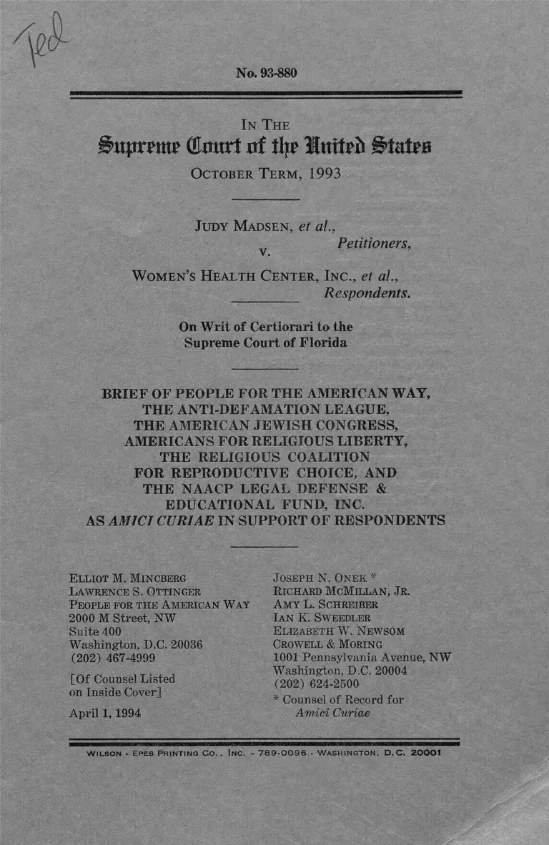 Madsen v. Women's Health Center, Inc. Brief Amici Curiae preview