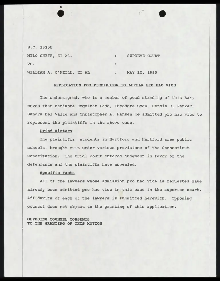 Application for Permission to Appear Pro Hac Vice preview