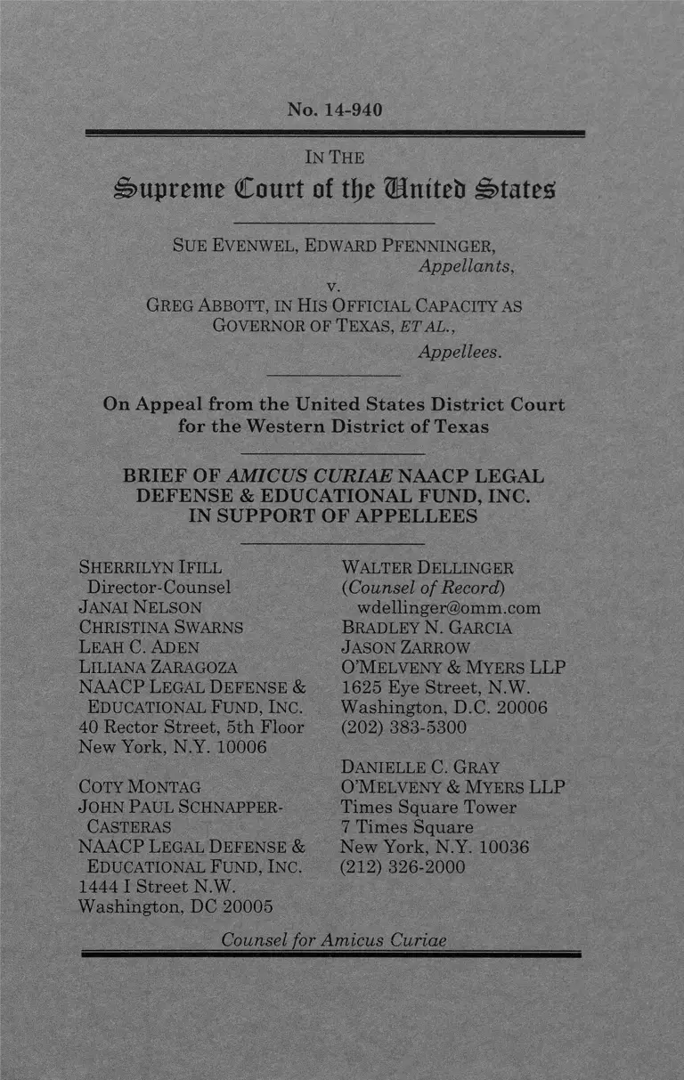 Evenwel v. Abbott Brief of Amicus Curiae in Support of Appellees preview