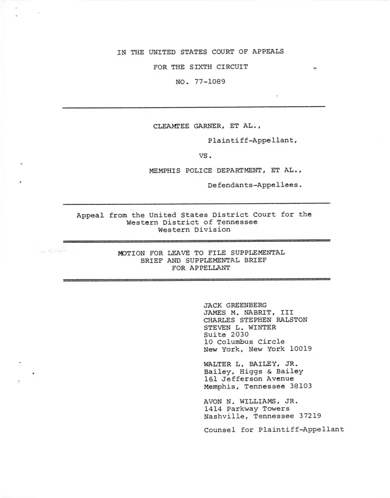 Garner v. Louisiana Motion for Leave to File and Supplemental Brief for Appellant preview