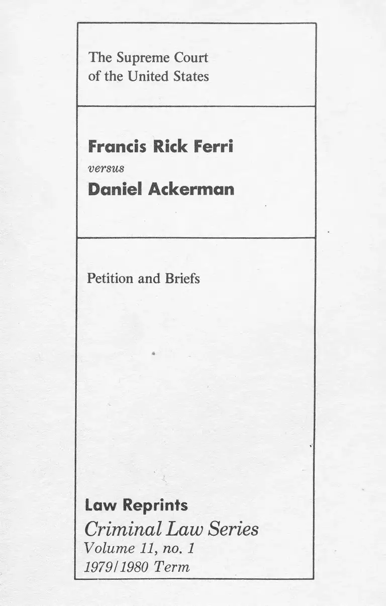 Ferri v. Ackerman Petition and Briefs preview
