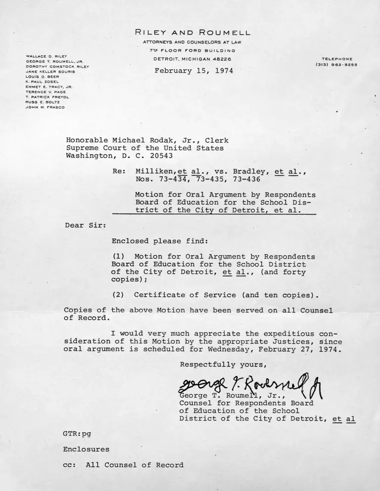 Letter to Rodak from Roumell RE: Copy of Motion for Oral Argument preview