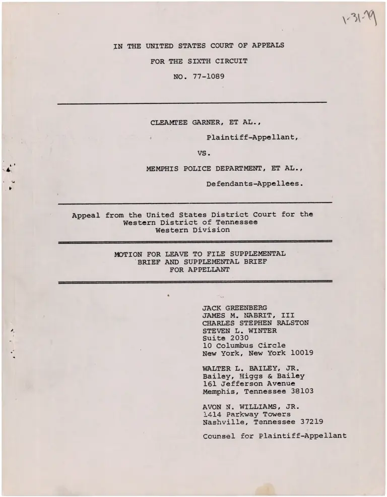 Supplemental Brief for Appellant and Motion to File preview