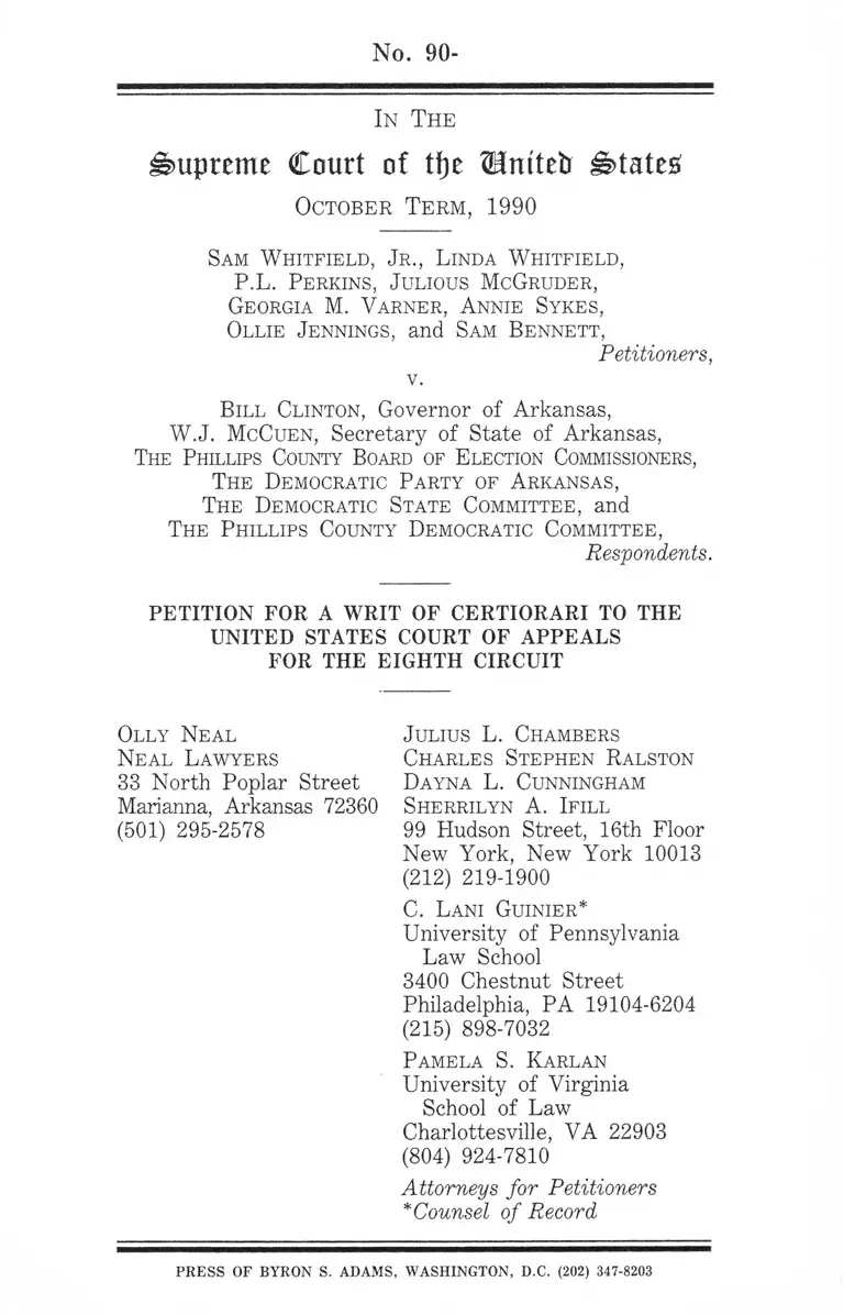 Whitfield v. Clinton Petition for a Writ of Certiorari preview