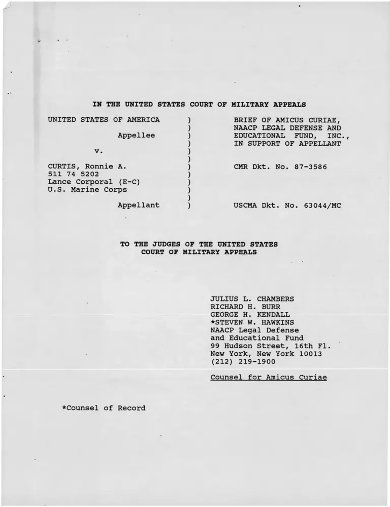 United States v. Curtis Brief of Amicus Curiae preview