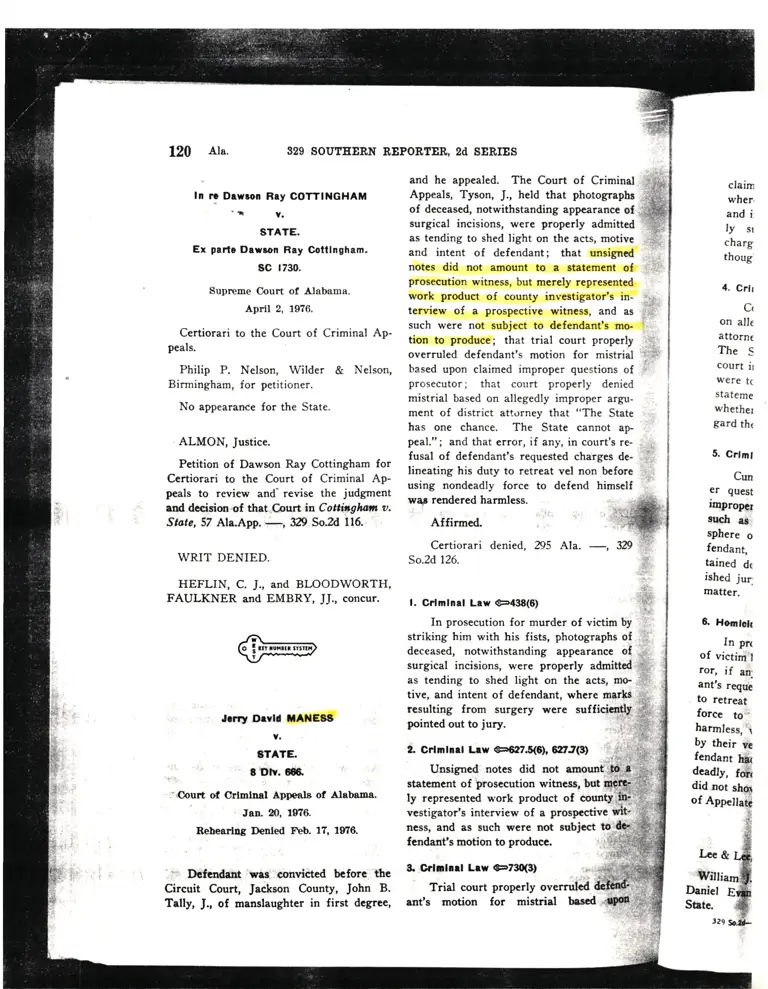 Maness v. State Court Opinion preview
