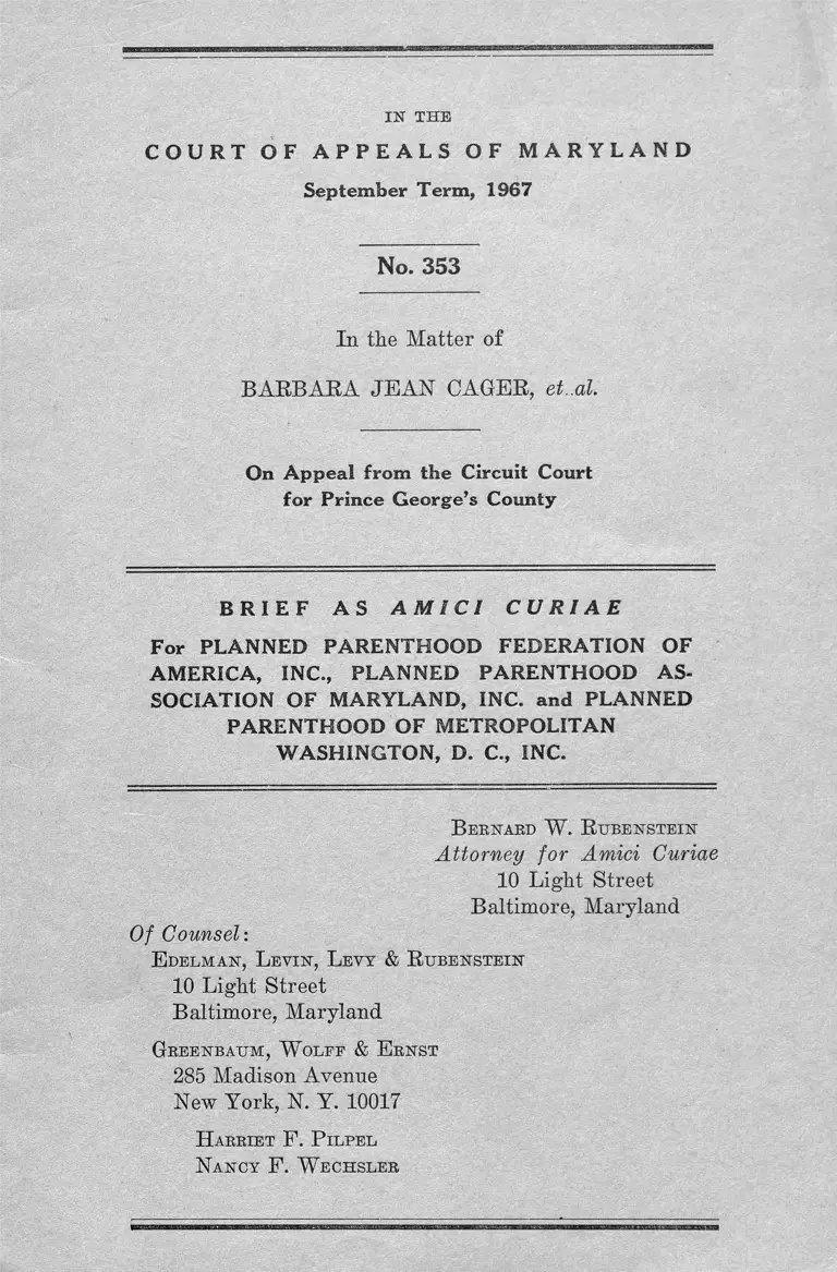 Cager et al Brief Amici Curiae preview