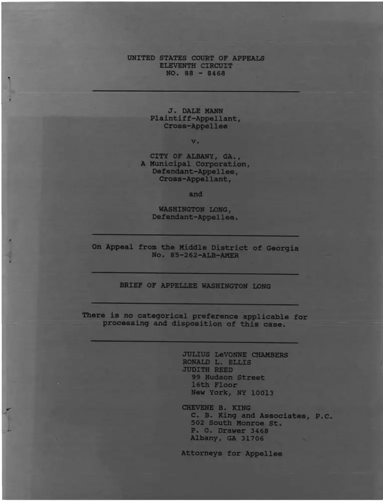 Mann v. City of Albany, Georgia Brief of Appellee preview