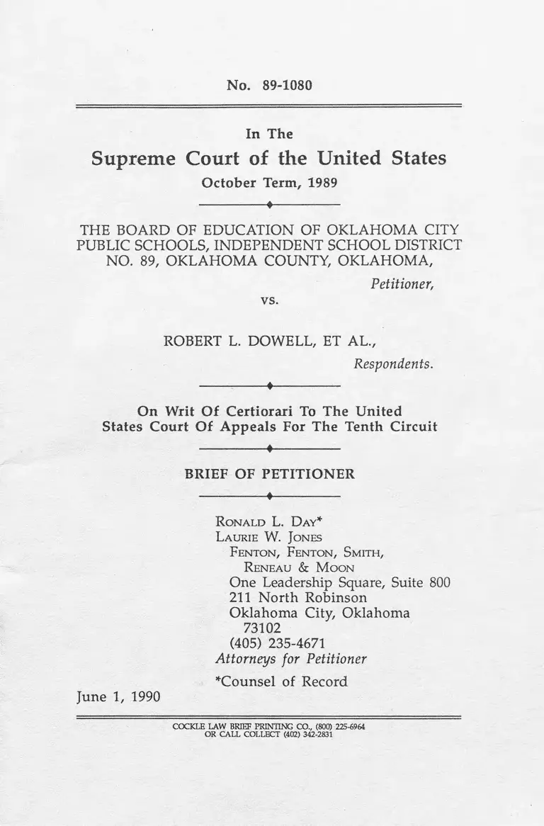 Oklahoma City Public Schools Board of Education v. Dowell Brief of Petitioner preview