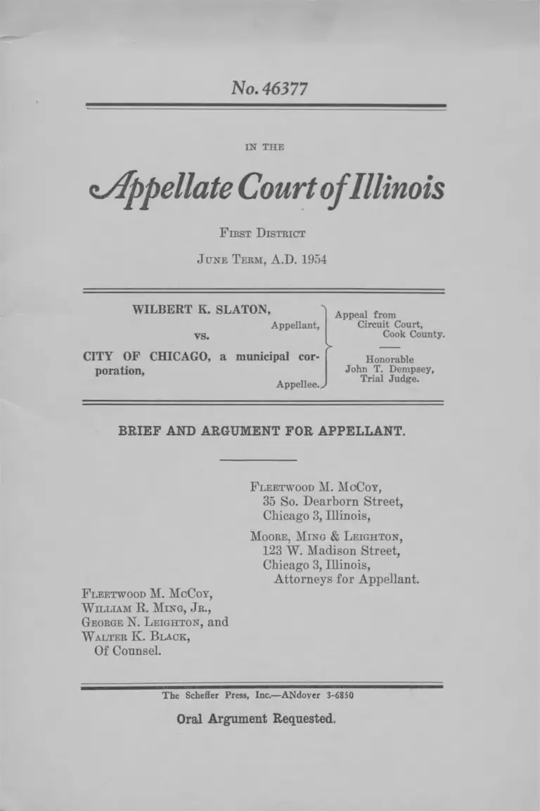 Slaton v Chicago Brief and Argument for Appellant preview