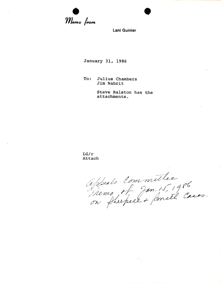Memorandum from Lani Guinier to Julius Chambers and Jim Nabrit preview