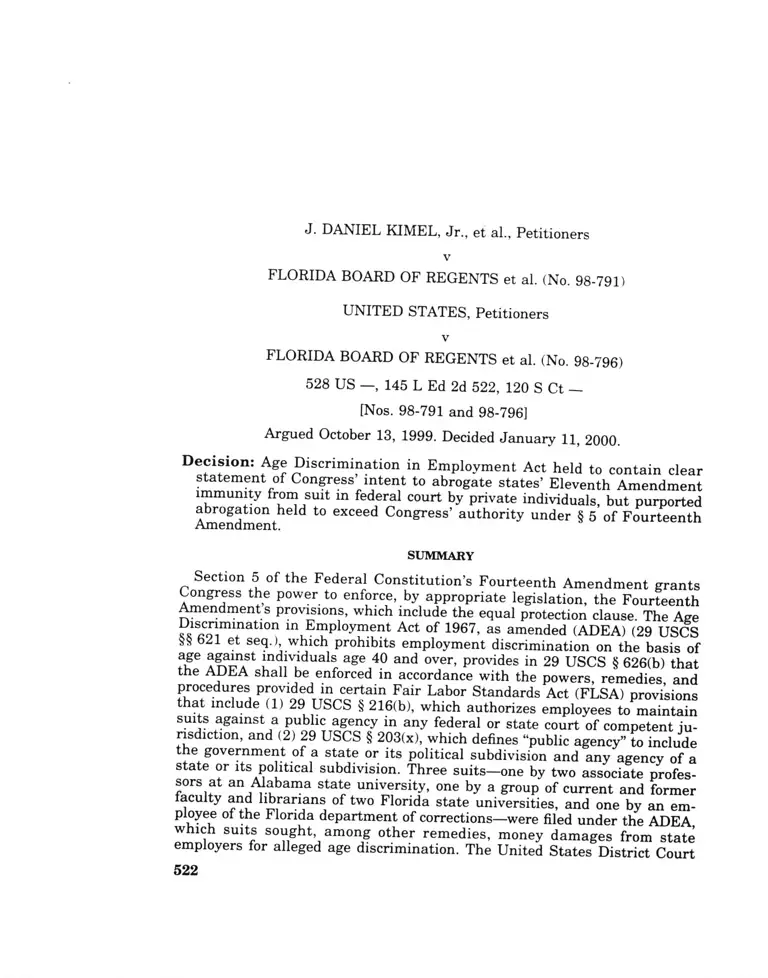 Kimel v. Florida Board of Regents preview