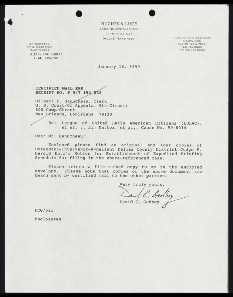 Dallas County District Judge Entz' Motion for Establishment of Expedited Briefing Schedule preview