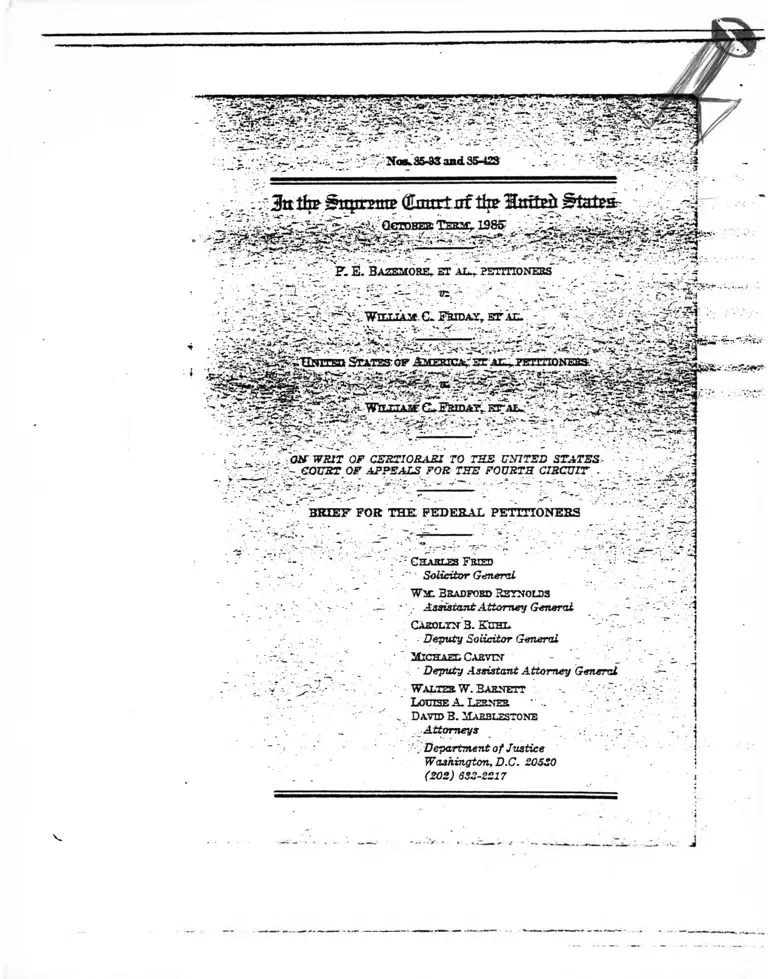Bazemore v. Friday Brief for the Federal Petitioners preview