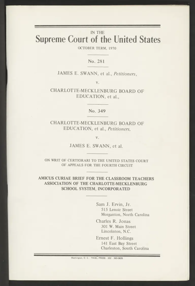 Amicus Curiae Brief for the Classroom Teachers Association of the Charlotte-Mecklenburg School System, Inc. preview