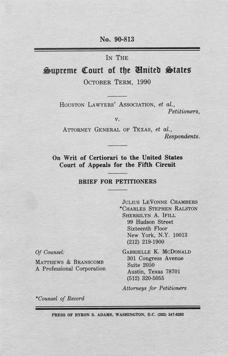 Houston Lawyers' Association v. Attorney General of Texas Brief for Petitioner preview