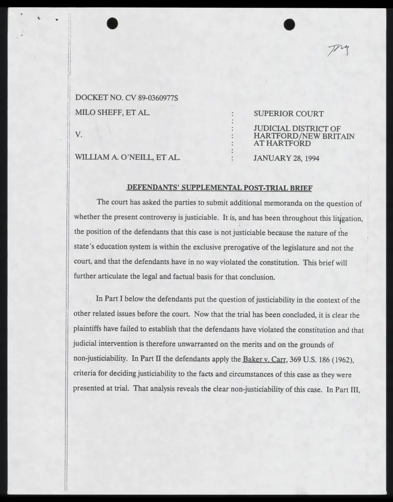 Defendants' Supplemental Post-Trial Brief preview