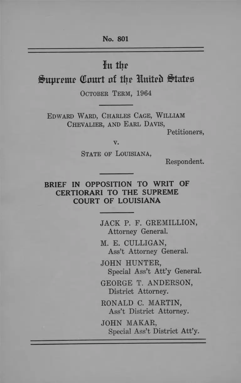 Ward v. Louisiana Brief in Opposition to Writ of Certiorari preview