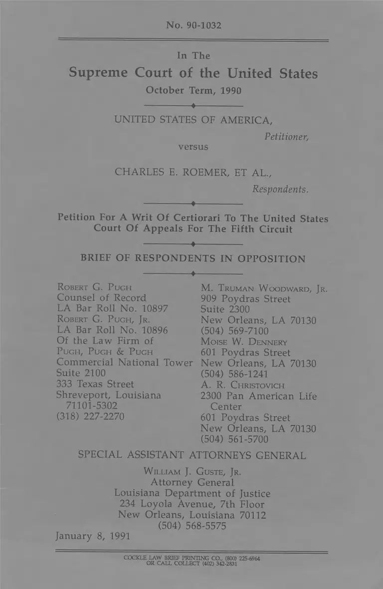 United States v. Roemer Brief of Respondents in Opposition preview