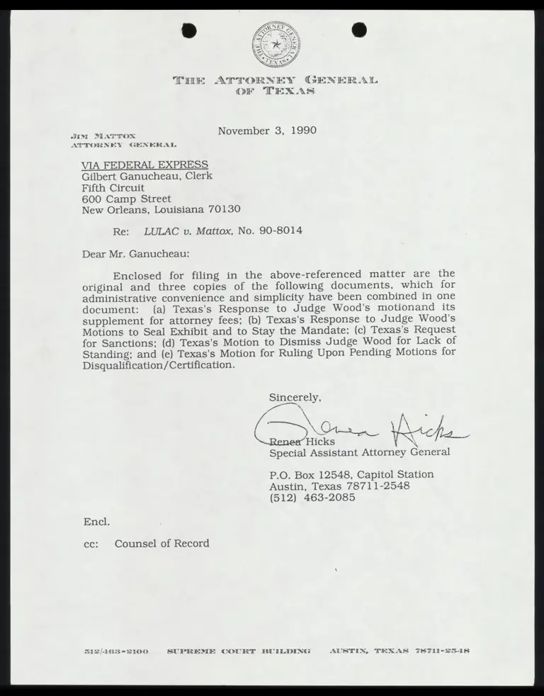 Texas Responses to Wood's Motions for Fees, to Seal Exhibit, and Stay Mandate, and Motions to Dismiss Wood preview