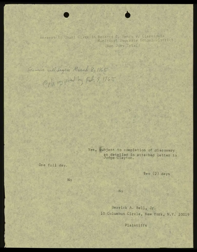 Notice of Session Date from Bell preview