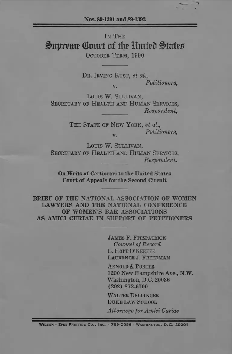 Rust v Sullivan Brief Amici Curiae preview