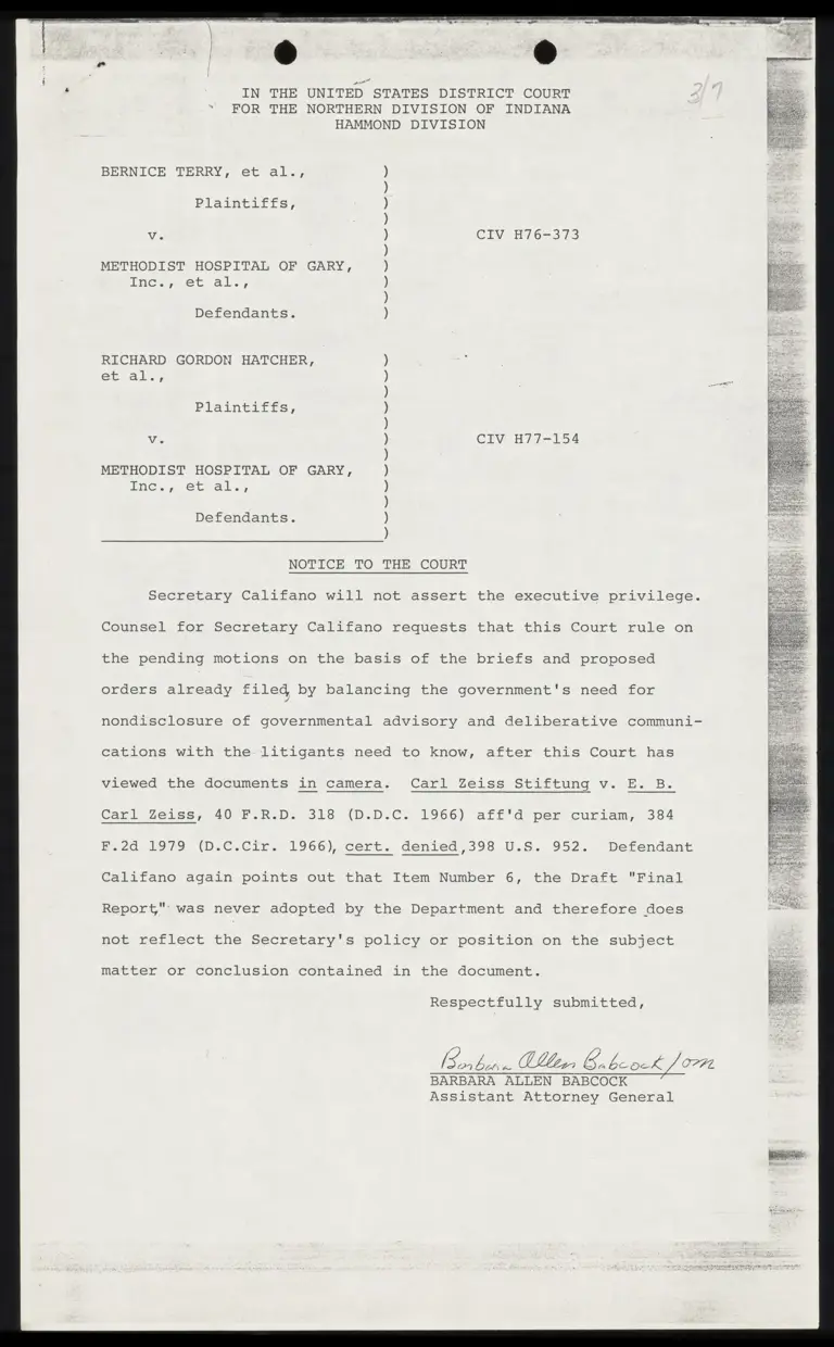 Notice to the Court preview