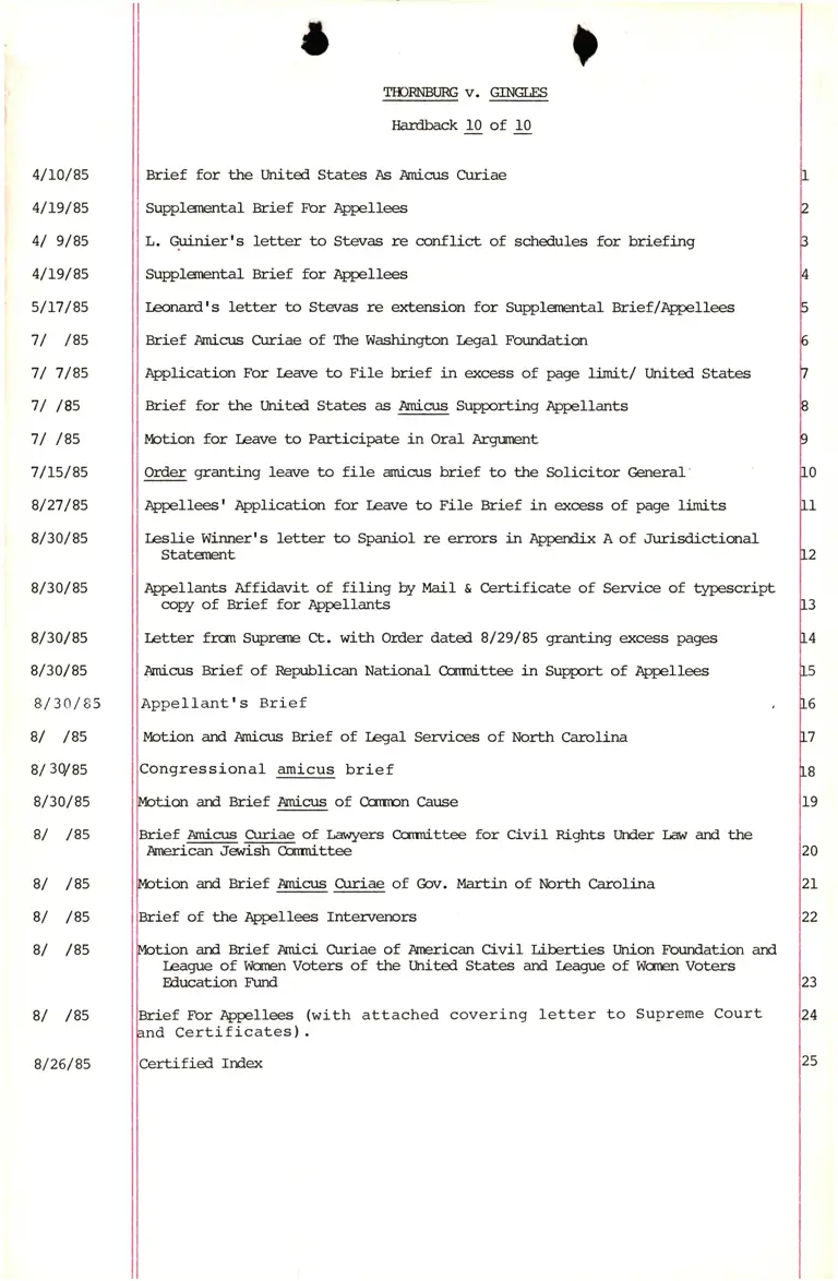 Thornbug v. Gingles Hardback 10 Index preview