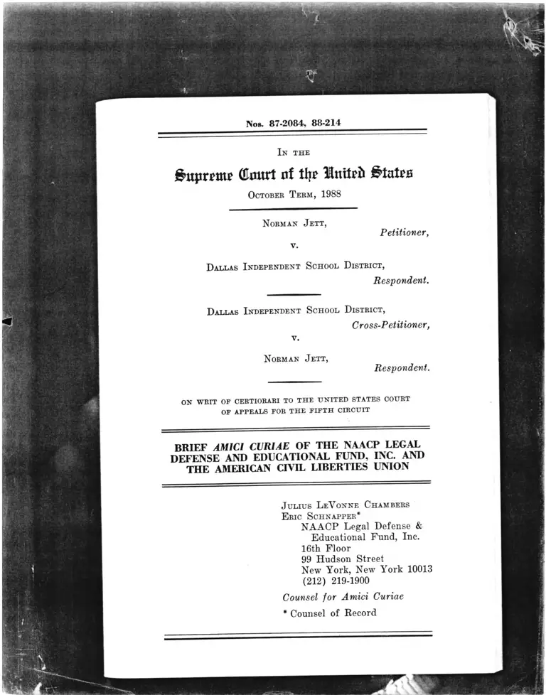 Jett v. Dallas Independent School District Brief Amici Curiae preview