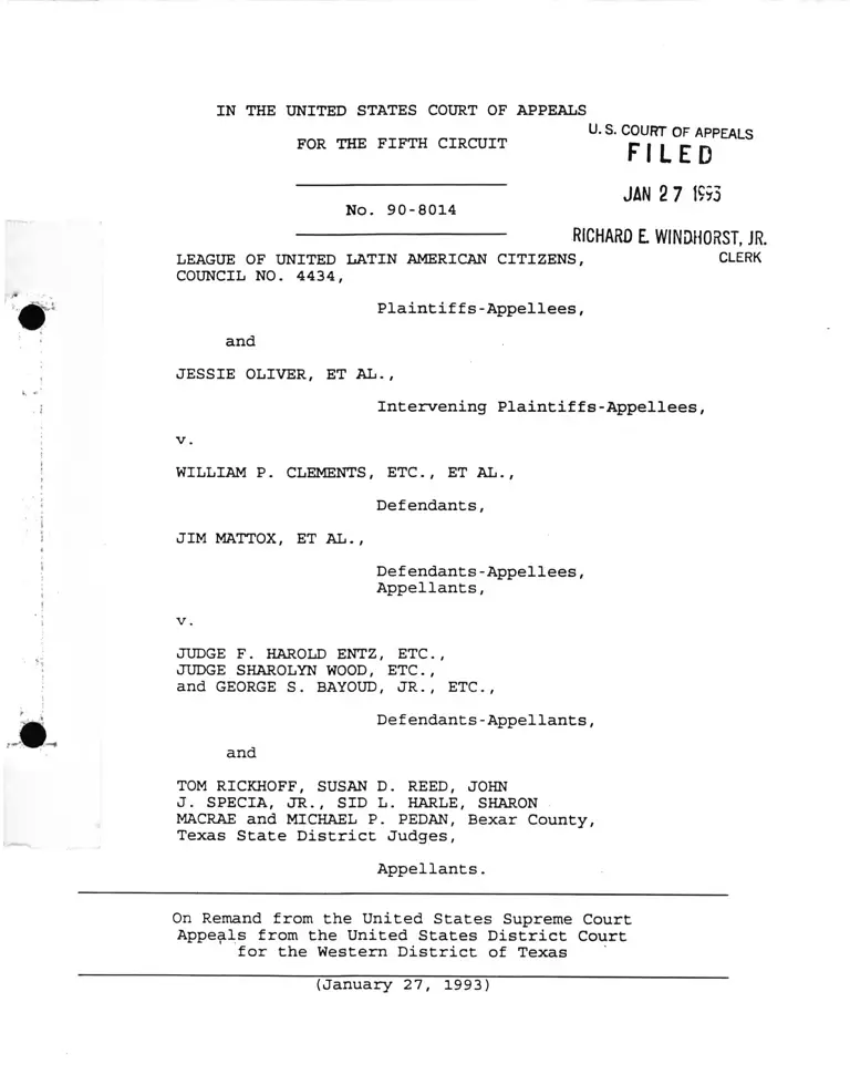 League of United Latin American Citizens (LULAC), Council No 4434 v. Mattox Opinion preview