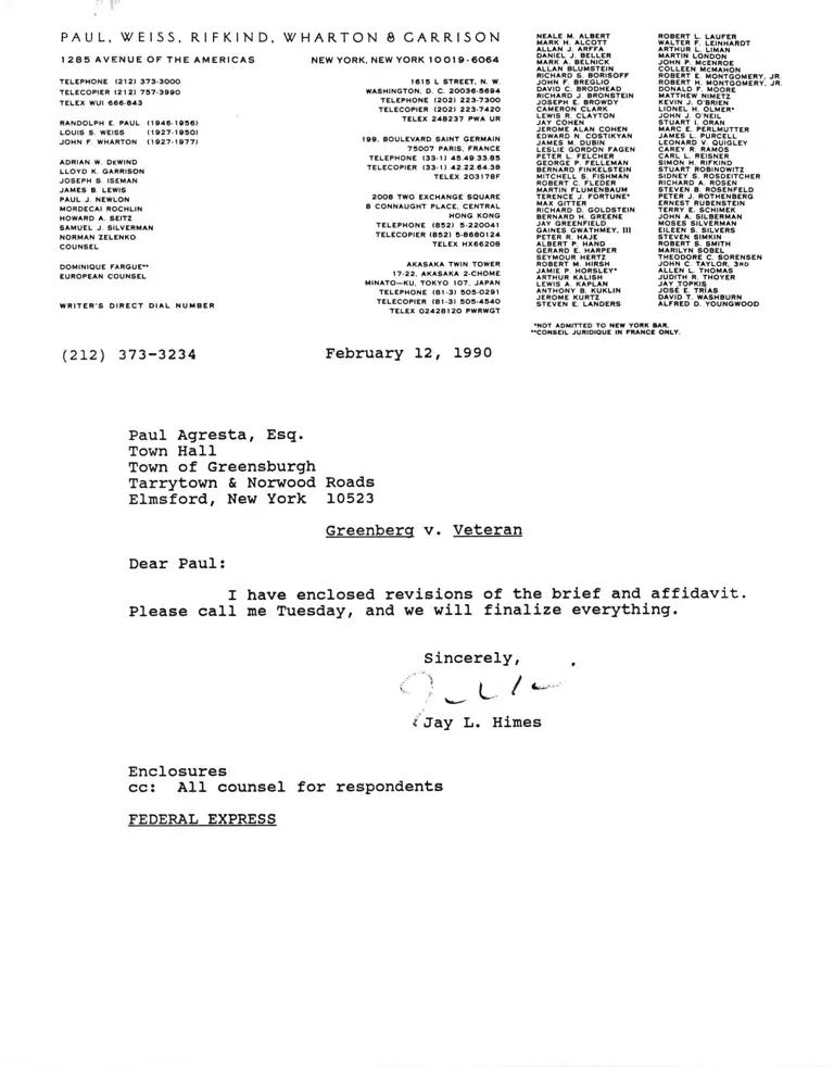 Greenberg v. Veteran Respondents' Reply Memorandum in Support of Motion to Dismiss preview