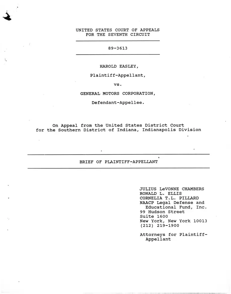 Easley v. General Motors Corporation Brief of Plaintiff-Appellant preview