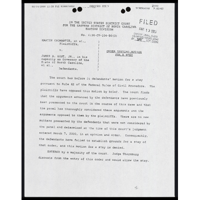 Order Denying Motion for a Stay preview