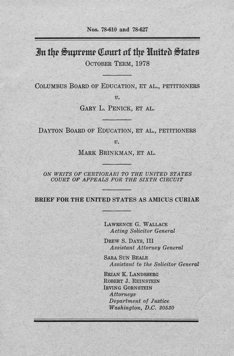 Columbus Board of Education v. Penick Brief Amicus Curiae preview