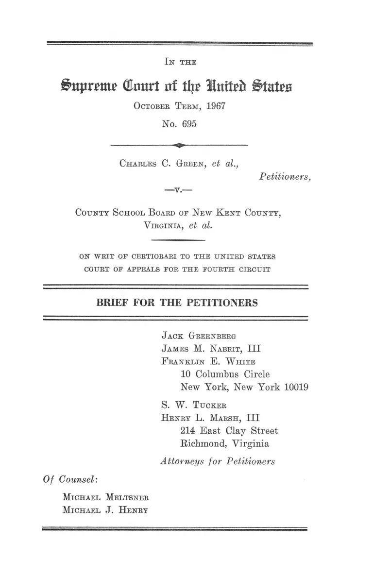 Green v. New Kent County, VA School Board Brief for the Petitioners preview