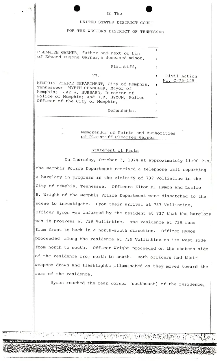 Memorandum of Points and Authority of Plaintiff preview