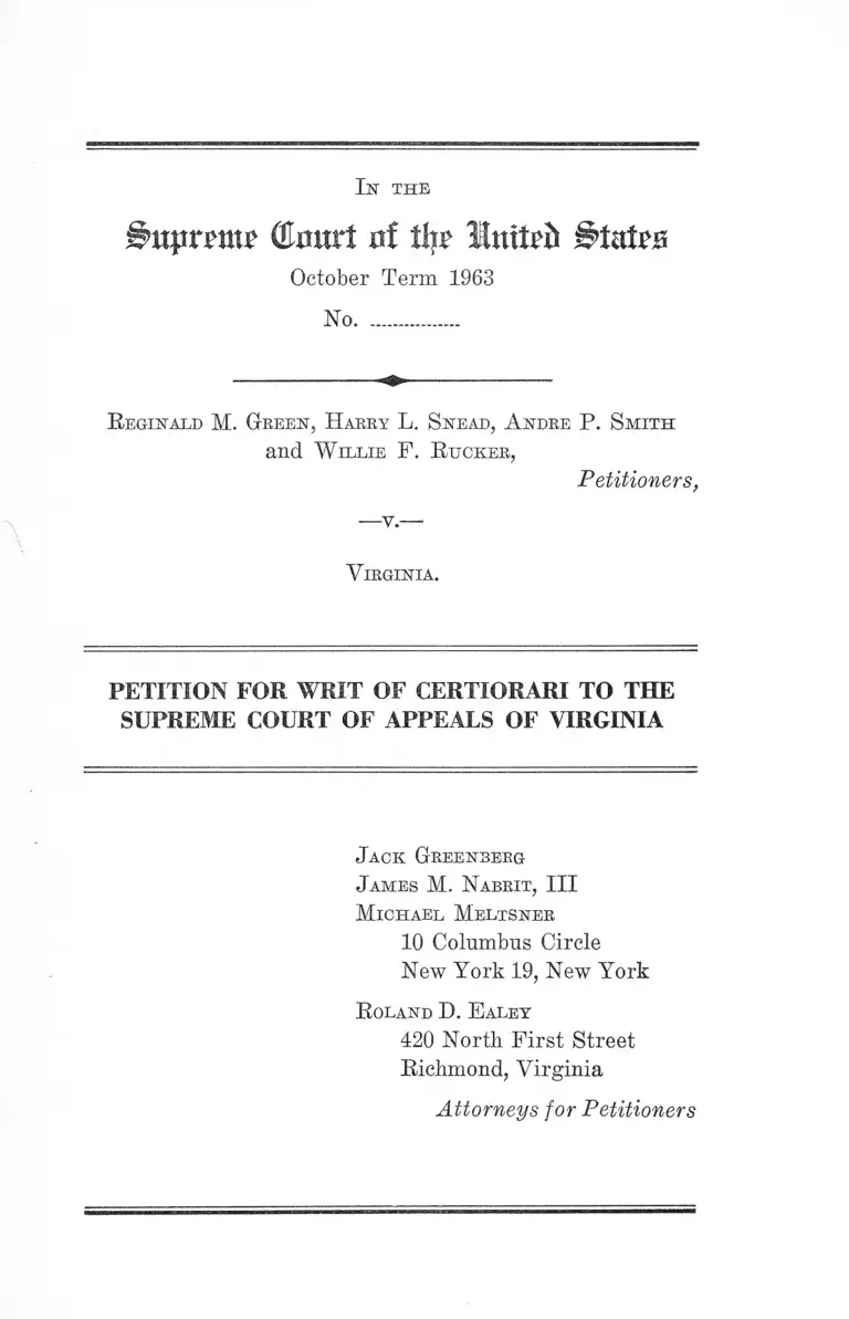 Green v. Virginia Petition for Writ of Certiorari to the Supreme Court of Appeals of Virginia preview