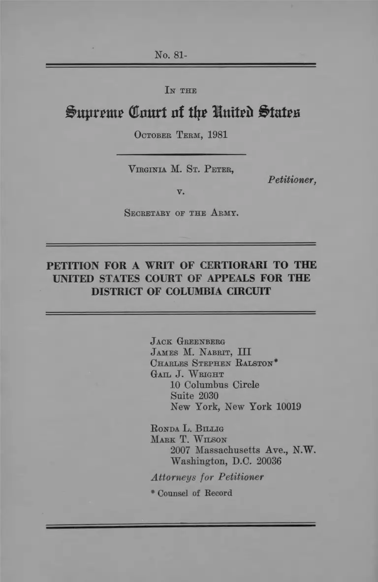 St. Peter v Marsh for a Writ of Certiorari preview